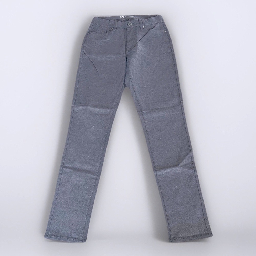 DG2‎ Diane Gilman Slim Pants Womens 6 Gray Metallic Stretch Skinny Glam Rocker
